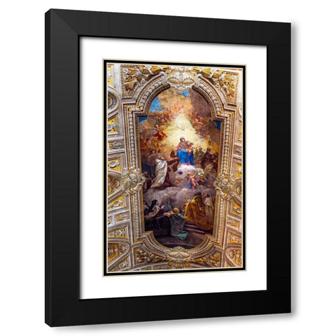 Ceiling Fresco Basilica Santa Maria in Traspontina Church-Rome-Italy Built in the 1600s Black Modern Wood Framed Art Print with Double Matting by Perry, William