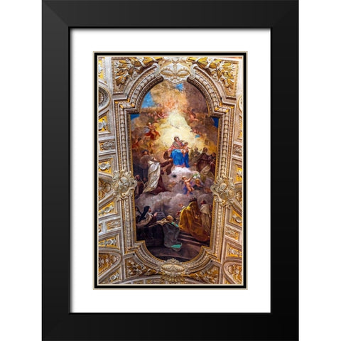 Ceiling Fresco Basilica Santa Maria in Traspontina Church-Rome-Italy Built in the 1600s Black Modern Wood Framed Art Print with Double Matting by Perry, William