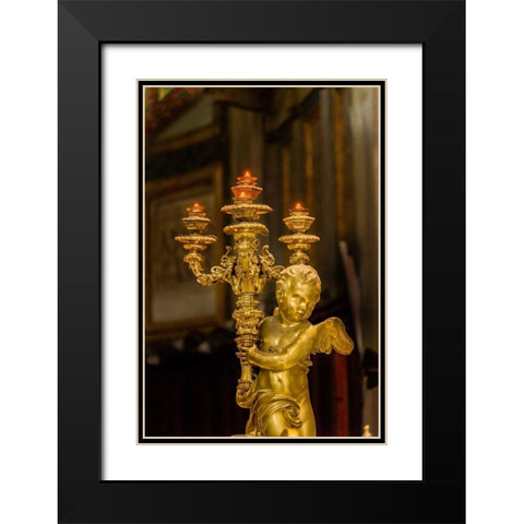 Golden angel statue Santa Maria Maggiore-Rome-Italy Built 422-432-in honor of Virgin Mary Black Modern Wood Framed Art Print with Double Matting by Perry, William