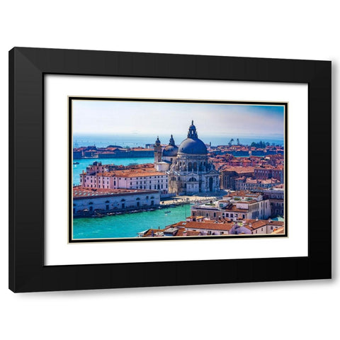 Grand Canal Santa Maria della Salute Church-Venice-Italy-Competed in 1681 Black Modern Wood Framed Art Print with Double Matting by Perry, William
