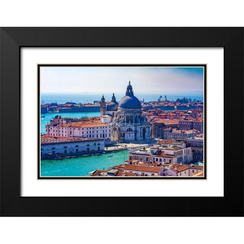 Grand Canal Santa Maria della Salute Church-Venice-Italy-Competed in 1681 Black Modern Wood Framed Art Print with Double Matting by Perry, William