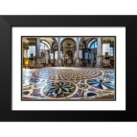 Complicated tile floor Santa Maria della Salute Church-Venice-Italy-Competed in 1681 Black Modern Wood Framed Art Print with Double Matting by Perry, William
