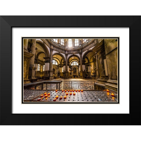 Candles-Santa Maria della Salute Church-Venice-Italy-Competed in 1681 Black Modern Wood Framed Art Print with Double Matting by Perry, William