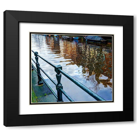 Amsterdam reflected in her canals Black Modern Wood Framed Art Print with Double Matting by Steve Mohlenkamp