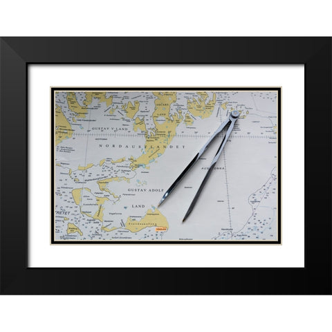 Svalbard Islands maritime map Black Modern Wood Framed Art Print with Double Matting by Pitamitz, Sergio