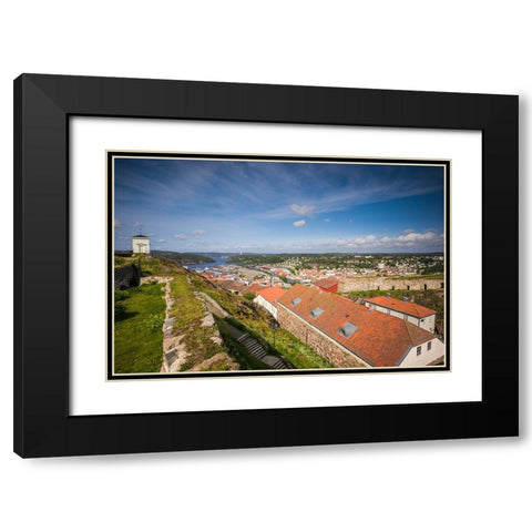 Norway-Ostfold County-Halden-town view from Fredriksten Fortress Black Modern Wood Framed Art Print with Double Matting by Bibikow, Walter