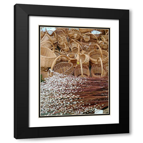 Historic Market Offerings-Krakow-Poland-Europe Black Modern Wood Framed Art Print with Double Matting by Miller, Anna