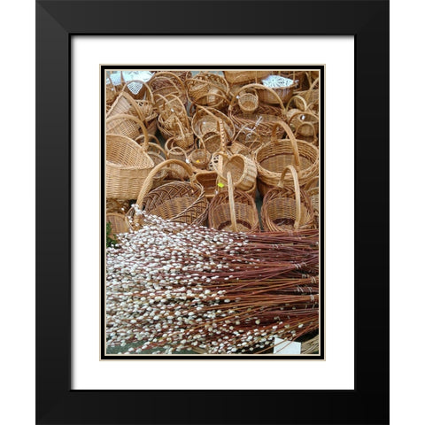 Historic Market Offerings-Krakow-Poland-Europe Black Modern Wood Framed Art Print with Double Matting by Miller, Anna