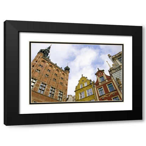 Poland, Gdansk Town Hall and rooflines Black Modern Wood Framed Art Print with Double Matting by Ross, Nancy ,  Steve