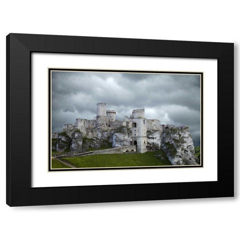 Poland Composite of Ogrodzieniec Castle Black Modern Wood Framed Art Print with Double Matting by Zuckerman, Jim