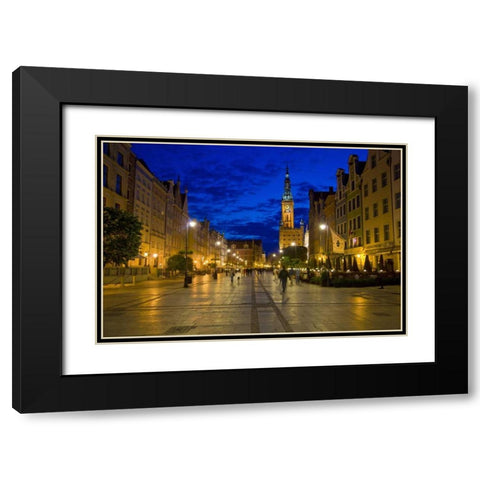 Poland, Gdansk Plaza for walking and dining Black Modern Wood Framed Art Print with Double Matting by Zuckerman, Jim