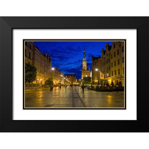 Poland, Gdansk Plaza for walking and dining Black Modern Wood Framed Art Print with Double Matting by Zuckerman, Jim