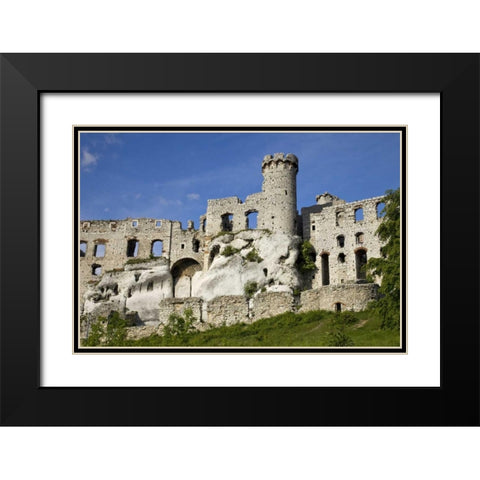 Poland Close-up of Ogrodzieniec Castle Black Modern Wood Framed Art Print with Double Matting by Zuckerman, Jim