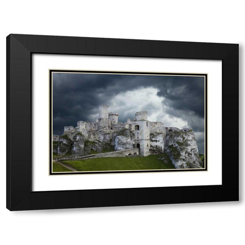 Poland Composite of Ogrodzieniec Castle Black Modern Wood Framed Art Print with Double Matting by Zuckerman, Jim