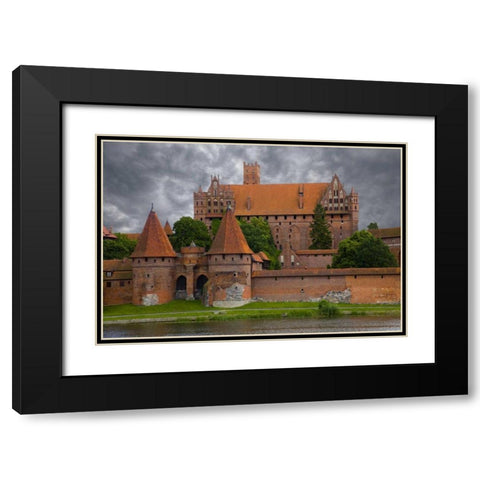 Europe, Poland, Malbork Medieval Malbork Castle Black Modern Wood Framed Art Print with Double Matting by Zuckerman, Jim