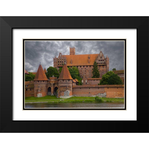 Europe, Poland, Malbork Medieval Malbork Castle Black Modern Wood Framed Art Print with Double Matting by Zuckerman, Jim