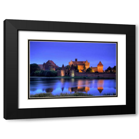 Europe, Poland, Malbork Medieval Malbork Castle Black Modern Wood Framed Art Print with Double Matting by Zuckerman, Jim