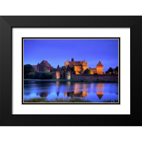 Europe, Poland, Malbork Medieval Malbork Castle Black Modern Wood Framed Art Print with Double Matting by Zuckerman, Jim