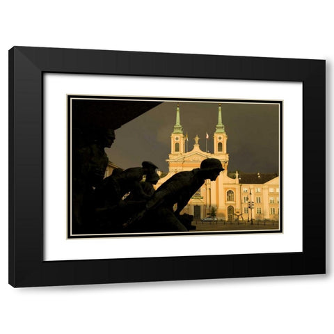 Poland, Warsaw World War II memorial silhouette Black Modern Wood Framed Art Print with Double Matting by Zuckerman, Jim
