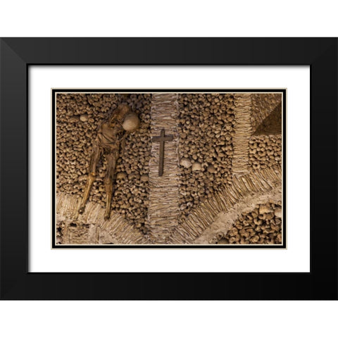 Portugal, Evora Bones in San Francisco Church Black Modern Wood Framed Art Print with Double Matting by Zuckerman, Jim