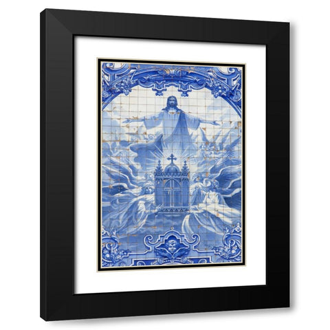 Portugal, Porto Mosaic at Santo Ildefonso Church Black Modern Wood Framed Art Print with Double Matting by Zuckerman, Jim