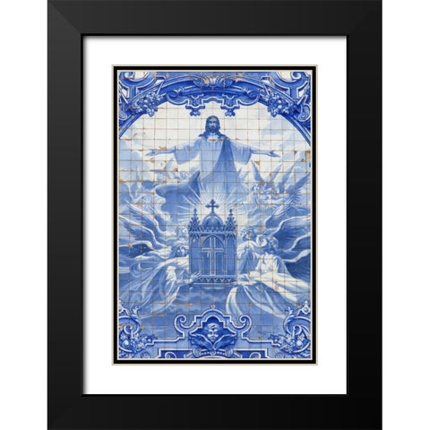 Portugal, Porto Mosaic at Santo Ildefonso Church Black Modern Wood Framed Art Print with Double Matting by Zuckerman, Jim