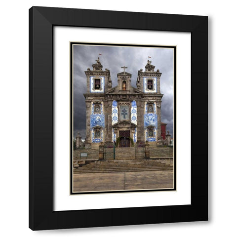 Portugal, Porto Front of Santo Ildefonso Church Black Modern Wood Framed Art Print with Double Matting by Zuckerman, Jim
