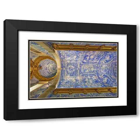 Portugal, Almancil St Lawrence Church Ceiling Black Modern Wood Framed Art Print with Double Matting by Zuckerman, Jim