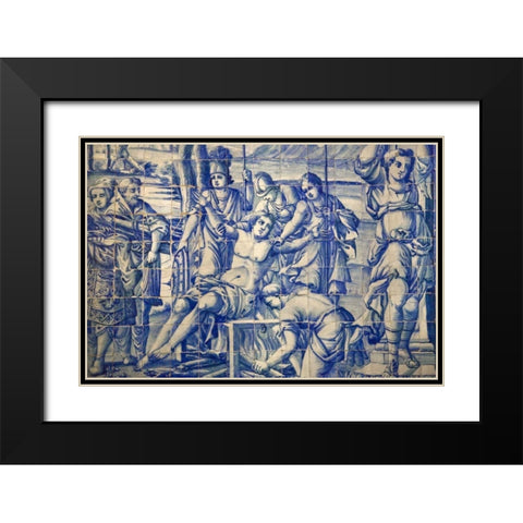 Portugal, Almancil St Lawrence Church tilework Black Modern Wood Framed Art Print with Double Matting by Zuckerman, Jim