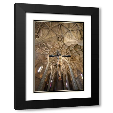 Portugal, Lisbon Jeronimos Monastery= interior Black Modern Wood Framed Art Print with Double Matting by Zuckerman, Jim