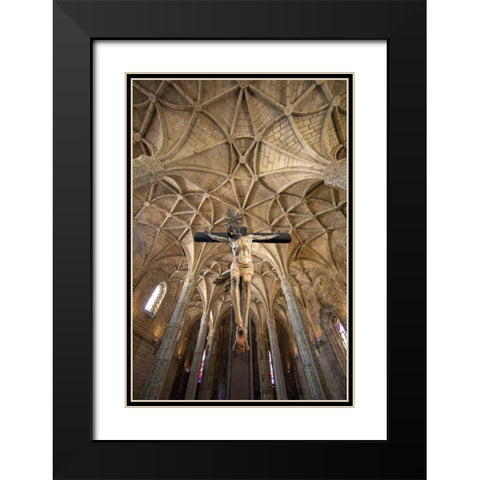 Portugal, Lisbon Jeronimos Monastery= interior Black Modern Wood Framed Art Print with Double Matting by Zuckerman, Jim
