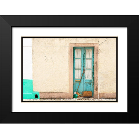 Europe-Portugal-Nazare-Weathered house exterior Black Modern Wood Framed Art Print with Double Matting by Jaynes Gallery