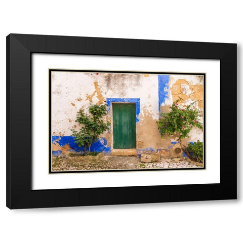 Europe-Portugal-Obidos-Weathered house exterior Black Modern Wood Framed Art Print with Double Matting by Jaynes Gallery