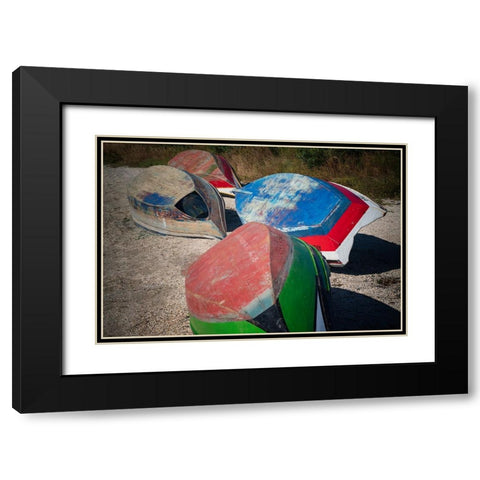 Europe-Portugal-Torreira-Wooden boats on beach Black Modern Wood Framed Art Print with Double Matting by Jaynes Gallery