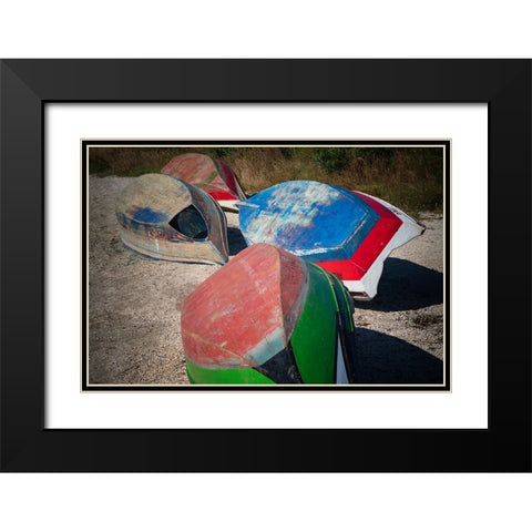 Europe-Portugal-Torreira-Wooden boats on beach Black Modern Wood Framed Art Print with Double Matting by Jaynes Gallery