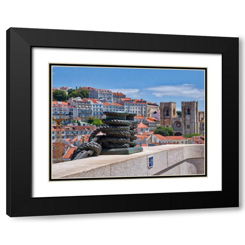 Portugal-Lisbon-View of the Lisbon Cathedral from the Arco da Rua Augusta Black Modern Wood Framed Art Print with Double Matting by Eggers, Julie