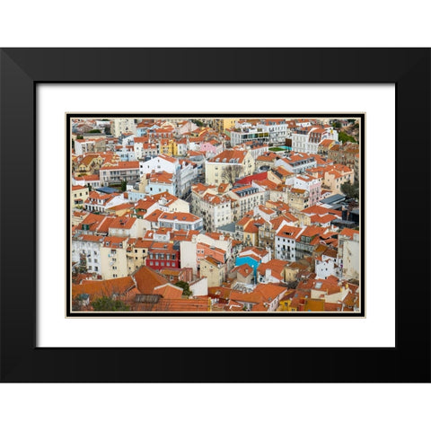 Lisbon- Portugal. View of beautiful Lisbon with its ancient buildings. Black Modern Wood Framed Art Print with Double Matting by McRoberts, Julien