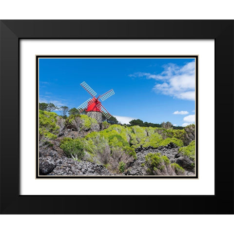 Traditional windmill near Sao Joao Pico Island-an island in the Azores in the Atlantic Ocean  Black Modern Wood Framed Art Print with Double Matting by Zwick, Martin