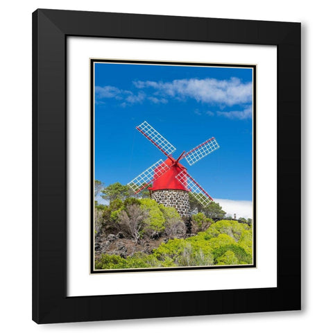 Traditional windmill near Sao Joao Pico Island-an island in the Azores in the Atlantic Ocean  Black Modern Wood Framed Art Print with Double Matting by Zwick, Martin