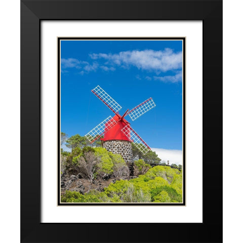 Traditional windmill near Sao Joao Pico Island-an island in the Azores in the Atlantic Ocean  Black Modern Wood Framed Art Print with Double Matting by Zwick, Martin