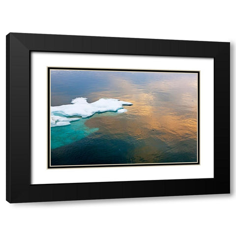 Sunset view of floating ice on Bering Sea-Russia Far East Black Modern Wood Framed Art Print with Double Matting by Su, Keren
