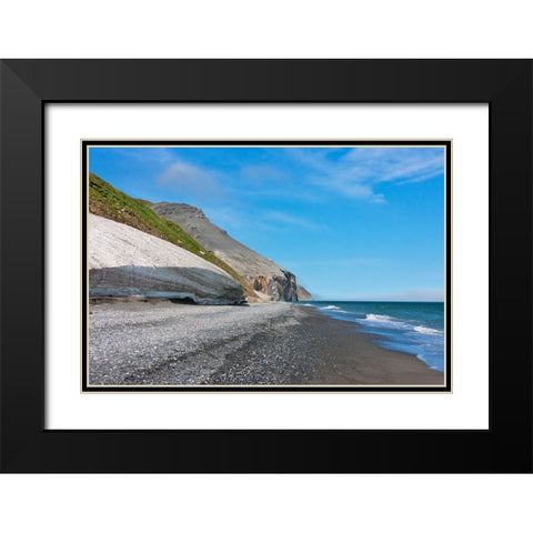 Beach-Cape Dezhnev-most eastern corner of Eurasia-Russian Far East Black Modern Wood Framed Art Print with Double Matting by Su, Keren