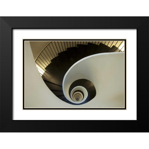 Europe Spain, Bilbao Spiral staircase Black Modern Wood Framed Art Print with Double Matting by Zuckerman, Jim
