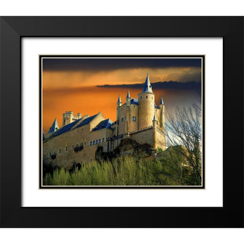 Europe, Spain, Segovia Alcazar castle at sunset Black Modern Wood Framed Art Print with Double Matting by Zuckerman, Jim