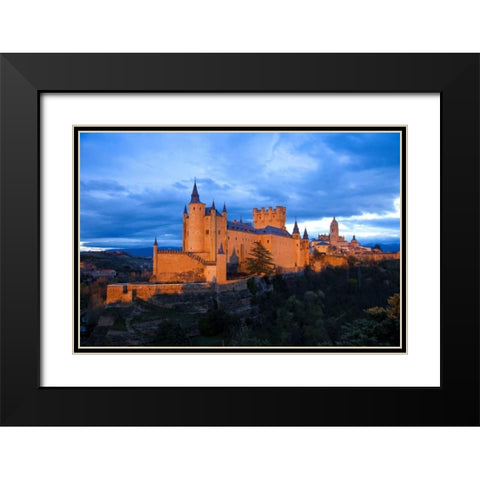 Europe, Spain, Segovia Alcazar castle at sunset Black Modern Wood Framed Art Print with Double Matting by Zuckerman, Jim