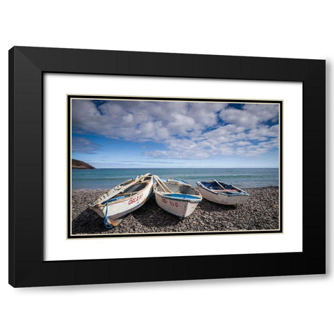 Spain-Canary Islands-Fuerteventura Island-Pozo Negro-fishing boats Black Modern Wood Framed Art Print with Double Matting by Bibikow, Walter