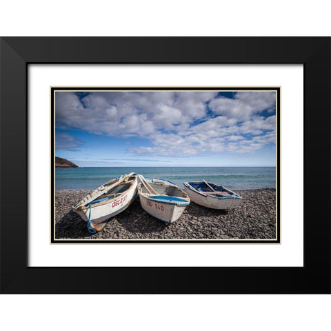 Spain-Canary Islands-Fuerteventura Island-Pozo Negro-fishing boats Black Modern Wood Framed Art Print with Double Matting by Bibikow, Walter
