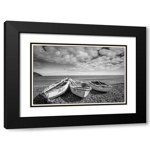 Spain-Canary Islands-Fuerteventura Island-Pozo Negro-fishing boats Black Modern Wood Framed Art Print with Double Matting by Bibikow, Walter