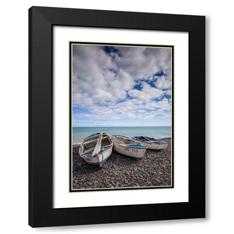 Spain-Canary Islands-Fuerteventura Island-Pozo Negro-fishing boats Black Modern Wood Framed Art Print with Double Matting by Bibikow, Walter