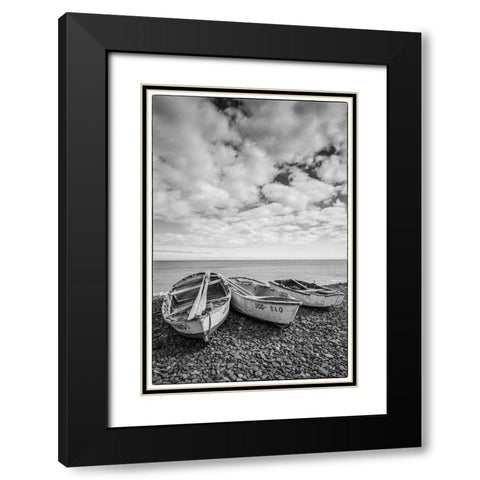 Spain-Canary Islands-Fuerteventura Island-Pozo Negro-fishing boats Black Modern Wood Framed Art Print with Double Matting by Bibikow, Walter